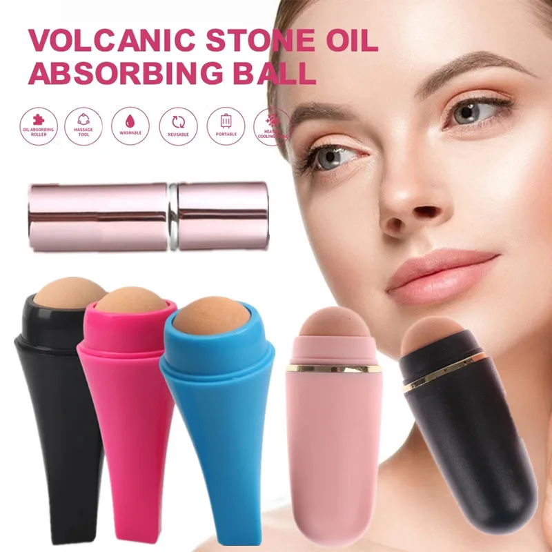 

7 Colors 4 Types Volcanic Stone Sponge Girls Face Ladies Detachable Skin Care Facial Cleaning Massage Ball Oil Absorption Roller