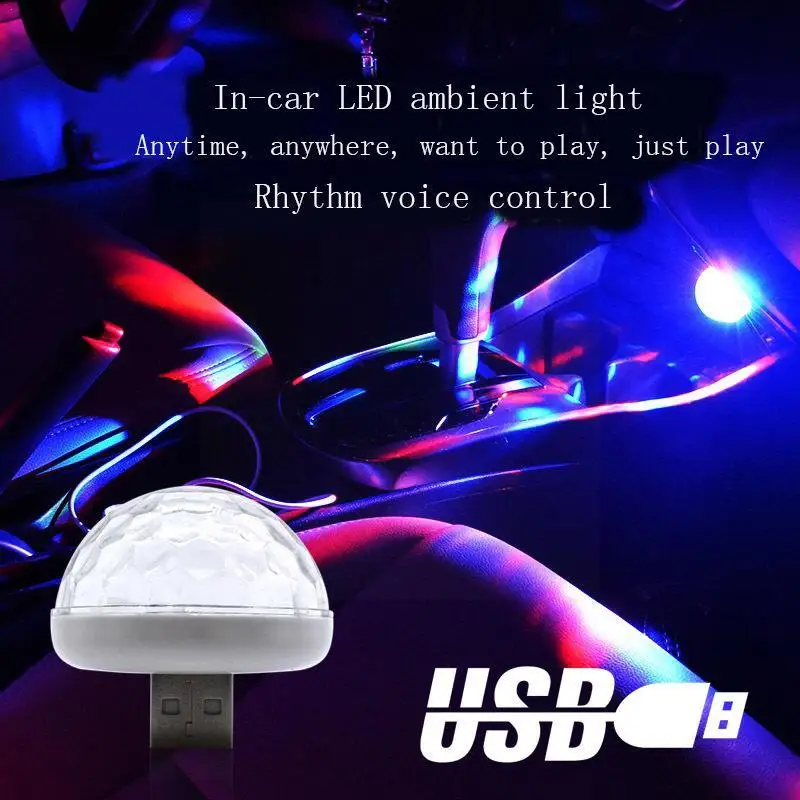 

USB Ambient Light DJ RGB Mini Colorful Led Holiday Dome Car Atmosphere Lamp Party Bottom Lighting Trunk Automotive Interior Y9X6