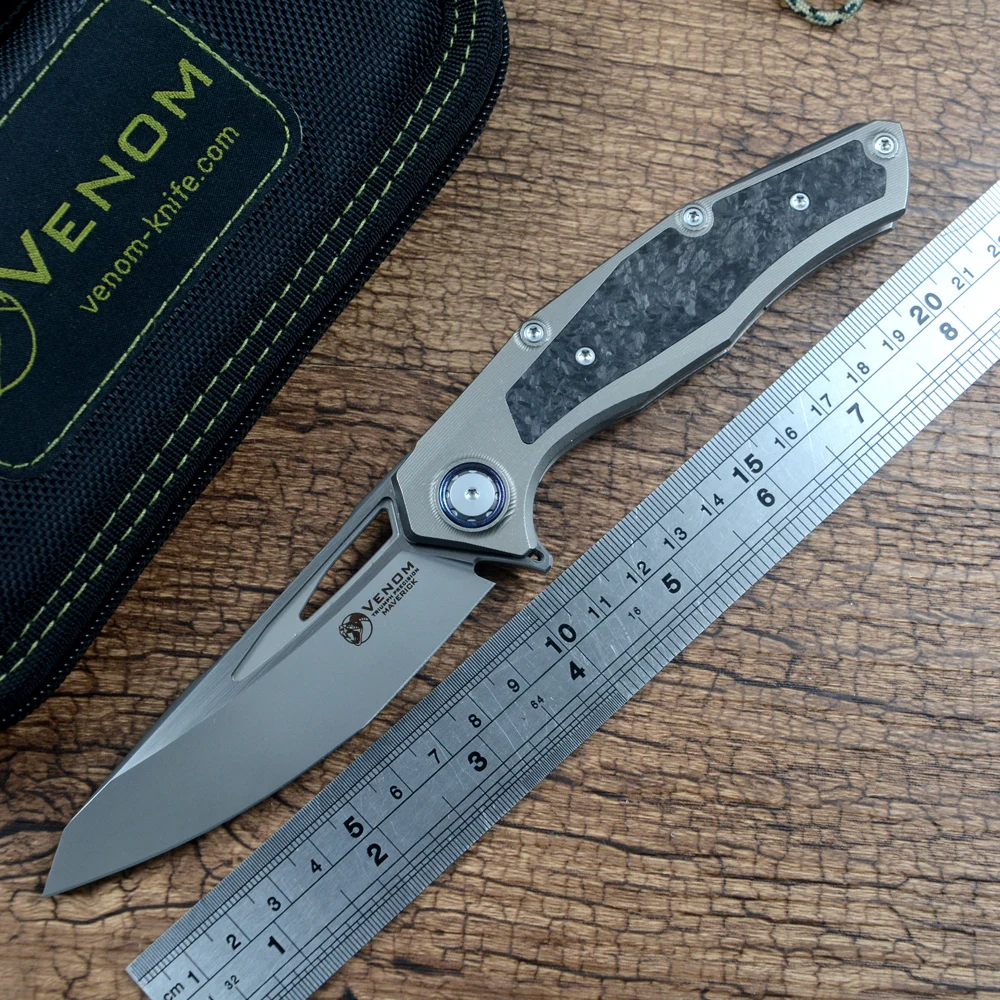 Лезвие VENOM M390, ручка из титанового углеродного волокна, подарок, коллекция, Складные карманные ножи, флиппер, быстрое открытие, Кевин Джон Маверик Лезвие VENOM M390, ручка из титанового углеродного волокна, подарок, коллекция, Складные карманные ножи, флиппер, быстрое открытие, Кевин Джон Маверик