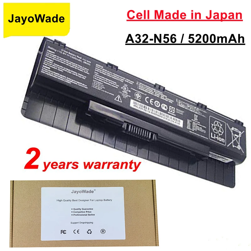 

JayoWade New A32-N56 Laptop Battery for ASUS N46 N46V N46VJ N46VM N46VZ N56 N56V N56VJ N56VM N76 N76VZ A31-N56 A33 N56 Notebook