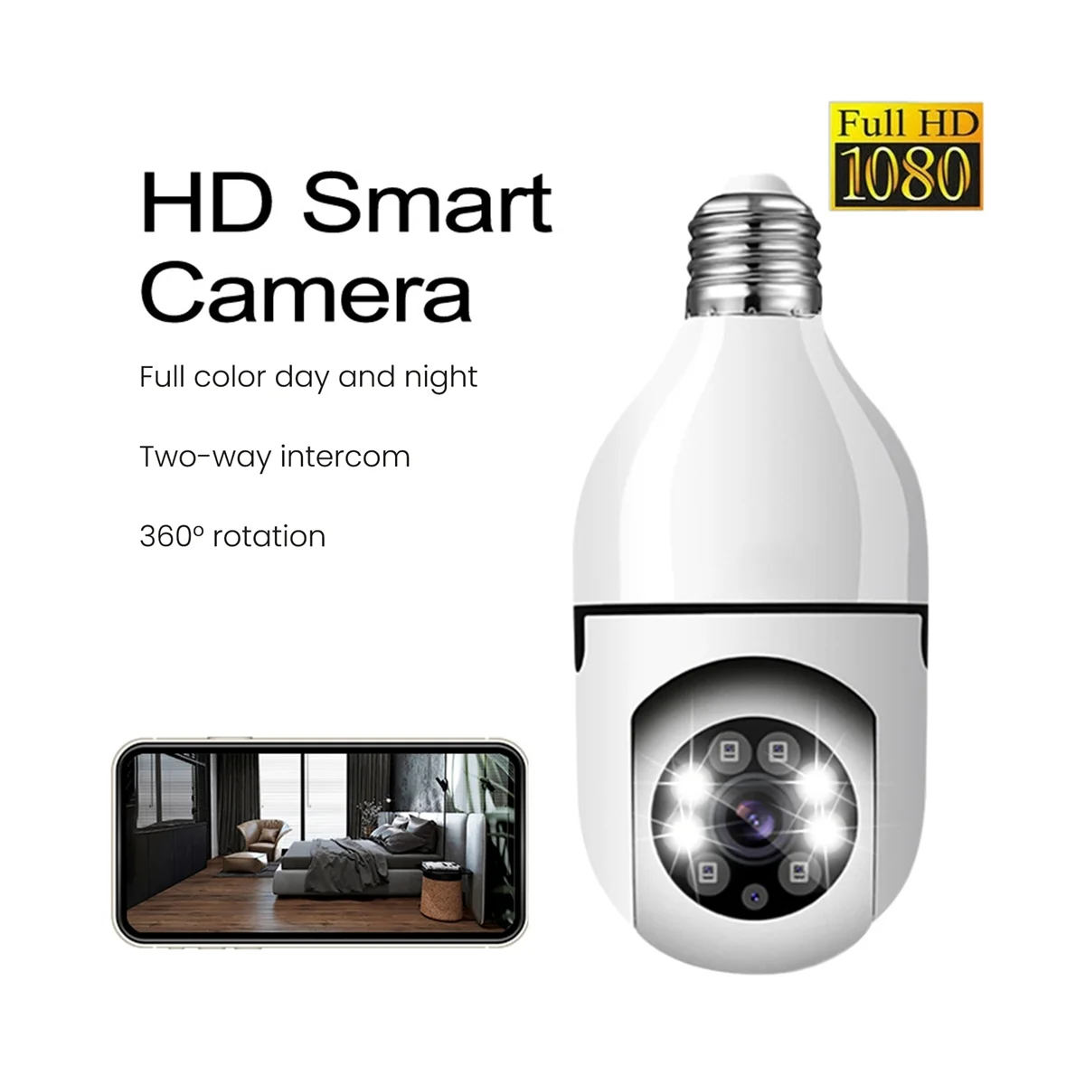 

5G Wifi Bulb Night Vision Camera Surveillance Full Color Automatic Human Tracking Video Security Monitor Cam