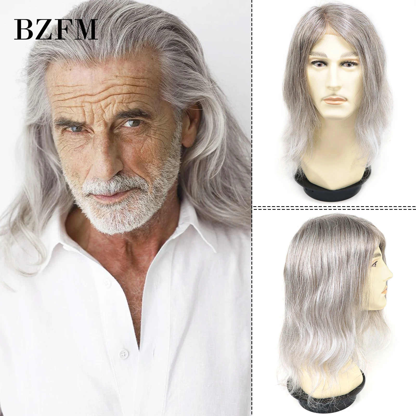 Парик мужской капиллярный моно-кружевной из ПУ кожи натуральные человеческие