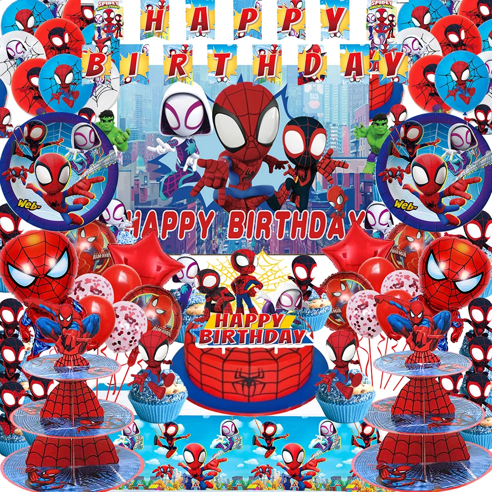 Spiderman Spidey And His Amazing Friends Party Supplies Decoration Paper Bag Plate Tablecloth Baby Shower Balloons Party Favors