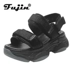 Женские повседневные дышащие сандалии Fujin, летние сандалии на толстой платформе с застежкой-липучкой, 2020