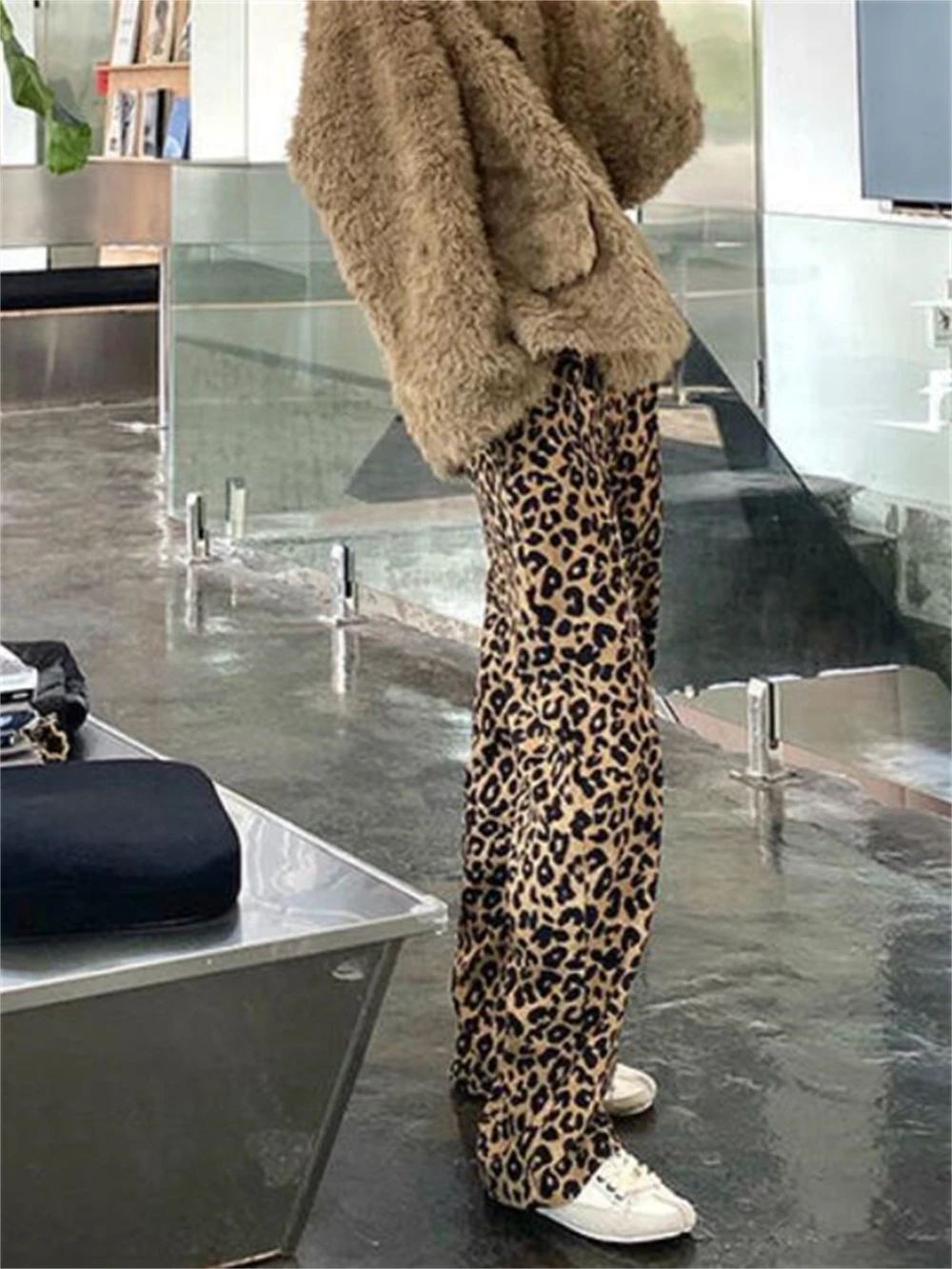 

Y2k Leopard Pants Women Casual Print Cargo 90s Straight Sweatpant Tracksuit Harajuku Trousers Fairycore Alt Pants Kpop Ins Pants