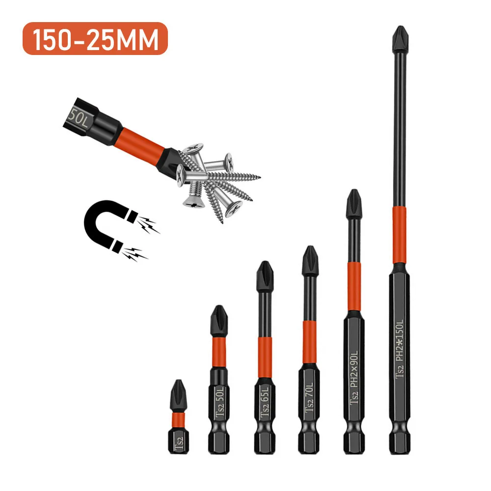 

O50 5Pcs PH2 Magnetic Cross Bit Set Special Slotted Cross Phillips Impact Batch Head Hardness Screwdriver Bit Screw Driver Hand