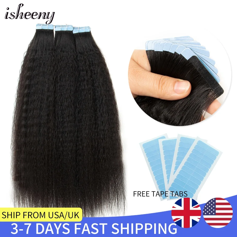 

Isheeny кудрявые прямые волосы для наращивания на ленте для черных женщин 12 "-26", невидимые волосы для наращивания на ленте, натуральные девстве...