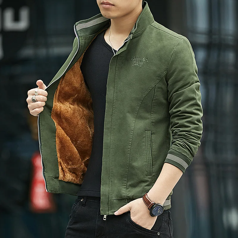 

Men's Jacket Men's Coat Windbreaker Men's Autumn Winter Jacket Stand Collar Casual Thin or Fleece Thickening Pure Cotton Jacket