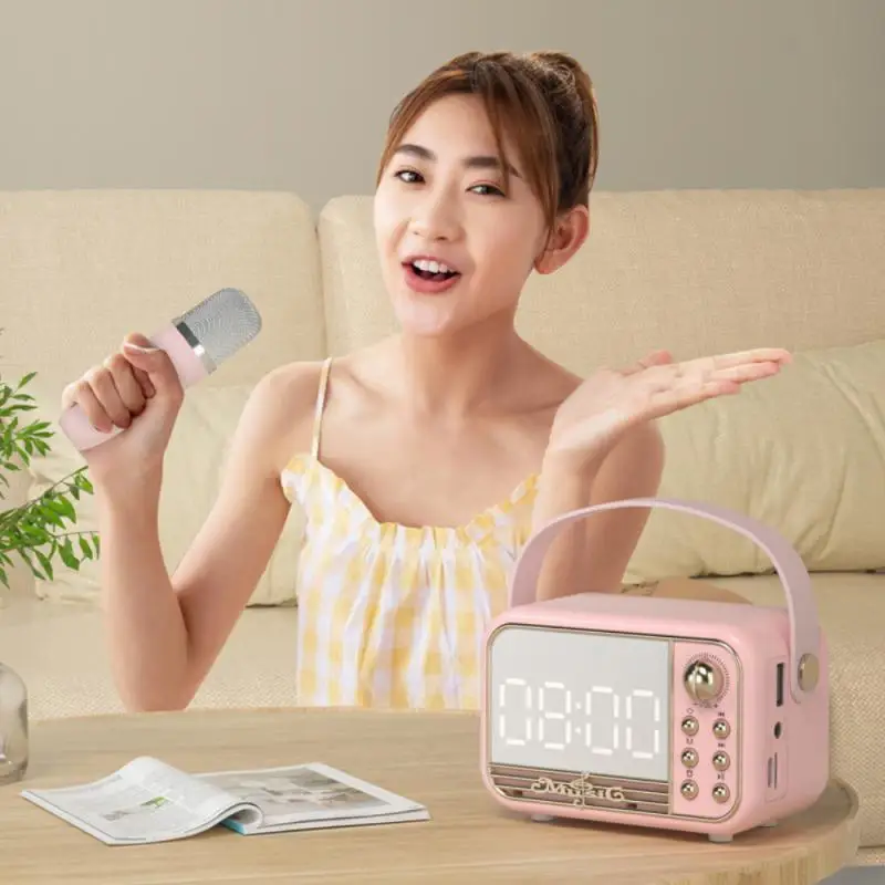 

1pc Bass Speaker 3d Stereo Surround Portable Voice Box Clock Audio High Sound Quality New For All Phone Creative Mini 2023