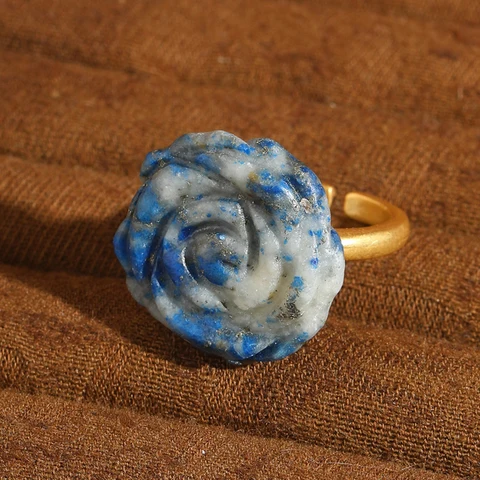 LOVE GREEN LIVE GREEN Винтажное кольцо с цветком розы для свадьбы золотого цвета