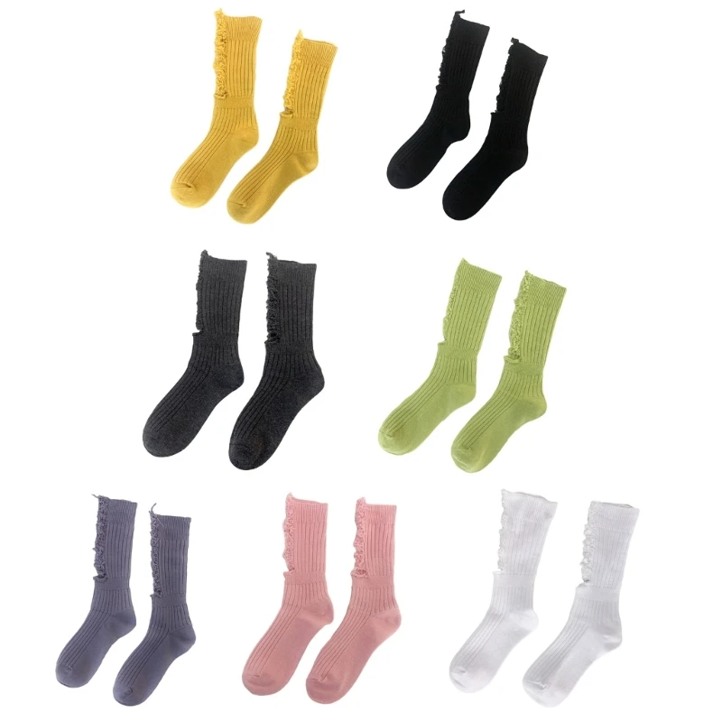 

Женские готические носки с дырками, в рубчик, трикотажные, в стиле Харадзюку, панк, хип-хоп, скейтборд, средней длины, чулочно-носочные изделия, Прямая поставка