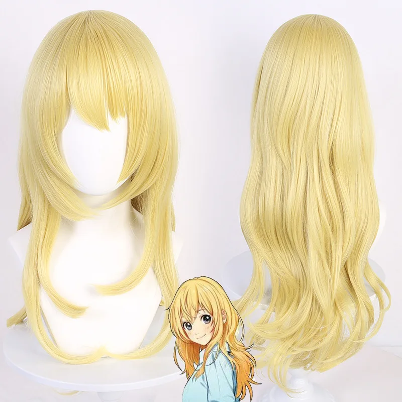 

Miyazono Kaori парик аниме ваша ложь в апреле золотой косплей Вьющиеся Волосы термостойкие синтетические волосы Хэллоуин Вечерние