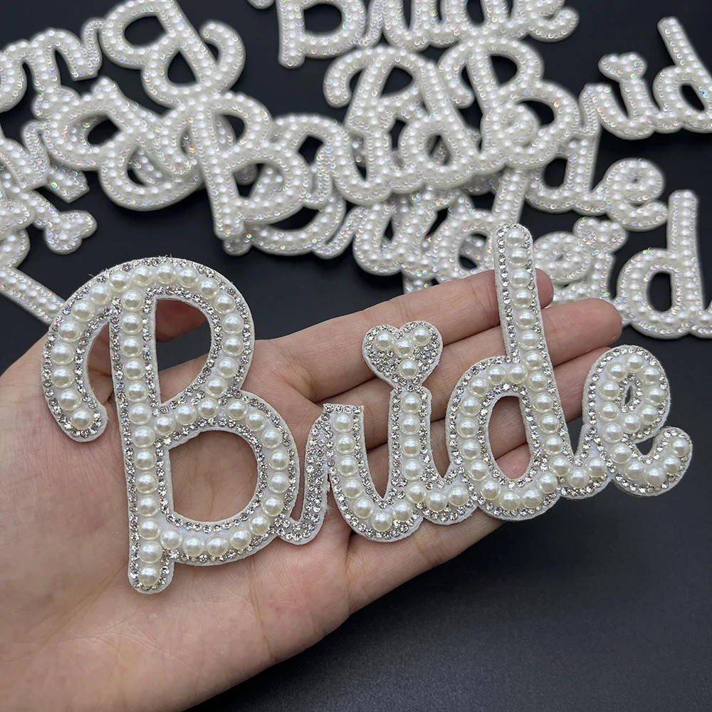 

1 шт. жемчужные стразы с буквенными нашивками для невесты 3D ручной работы с буквами для украшения свадьбы