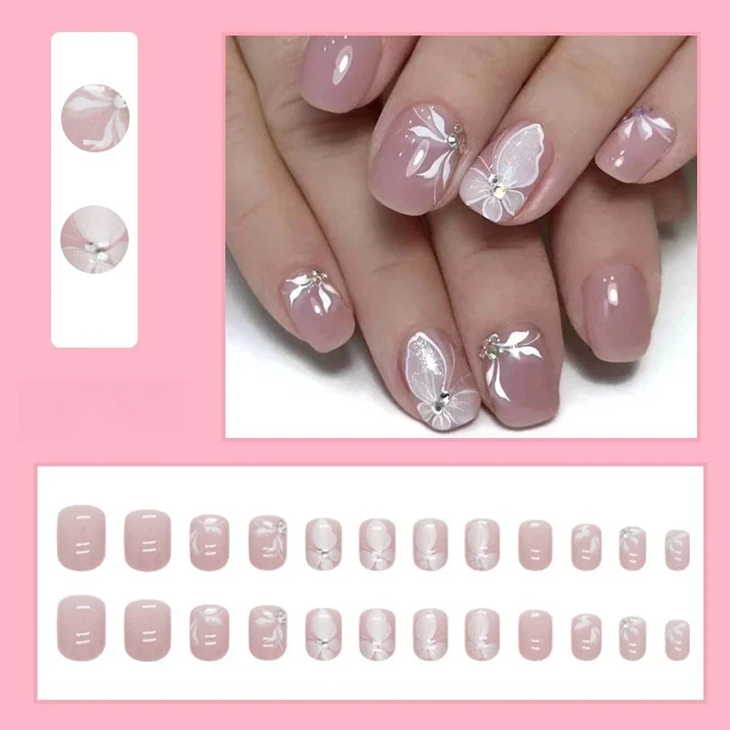 24 шт./компл. искусственные белые цвета простой стиль накладные ногти с полным