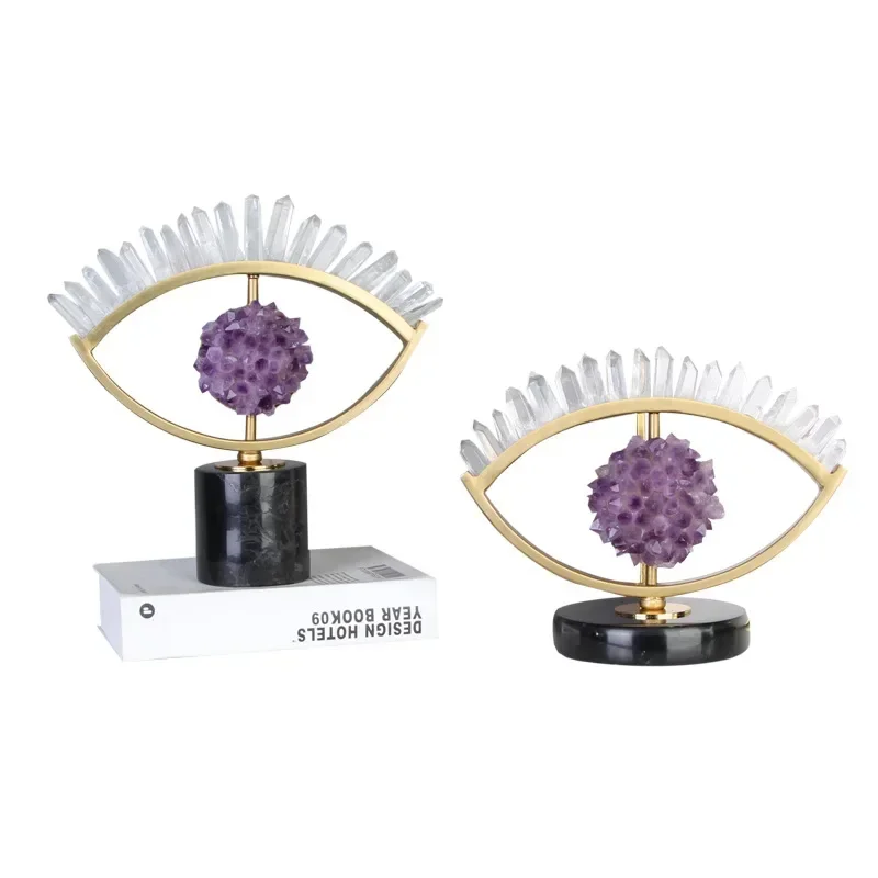 Luz de luxo metal variety ornamento roxo cristal olho criativo artesanato sala estar decoração abertura presente para