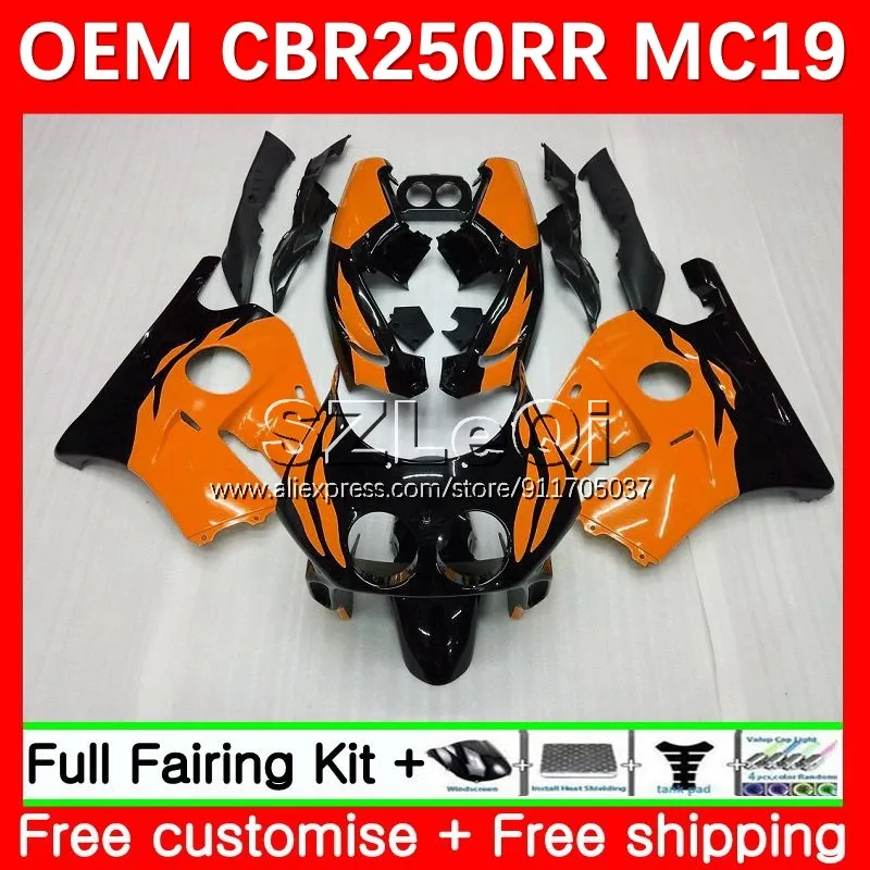 

Injection orange blk Body For HONDA CBR250RR MC19 CBR250 CBR 250 RR CC 250RR 88 89 CBR 250CC 1988 1989 OEM Fairing Kit 26LQ.184