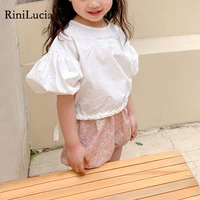 rinilucia baby girls puff half sleeve shirt princess shirt for toddler girl sweet pullover casual shirt children tops pullover