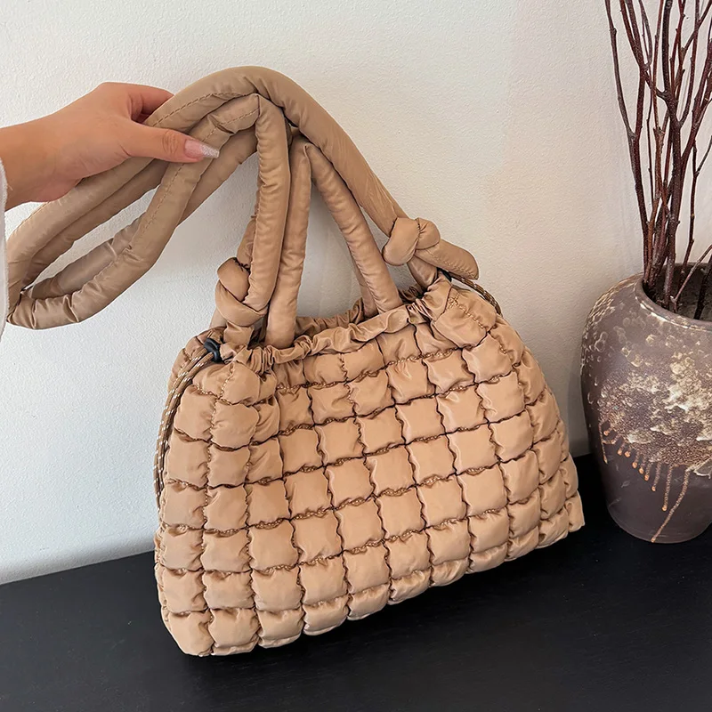 Модная брендовая пуховая сумка большая вместительная женская сумка-тоут зимняя