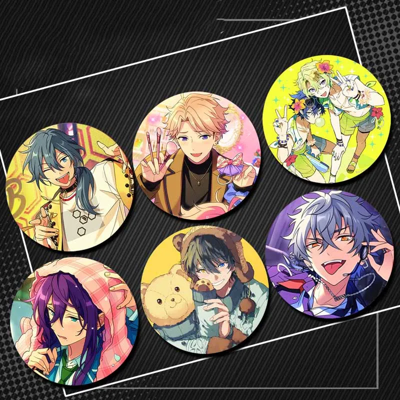 Music Game Ensemble Stars Pins Cartoon Sakuma Rei Hinata Aoi Badge Handmade Round Brooch Clothes Accessories Gifts for Friend