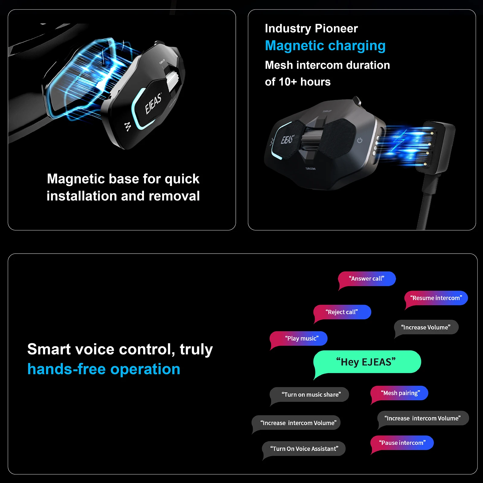 EJEAS X10 Гарнитура для мотоциклетного шлема 2-10 гонщиков Mesh4.0 + 5G BT Системы связи