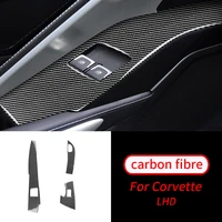 for chevrolet corvette c7 2014 2019 3pcs real carbon fiber window switch panel interior trim car interior accessories