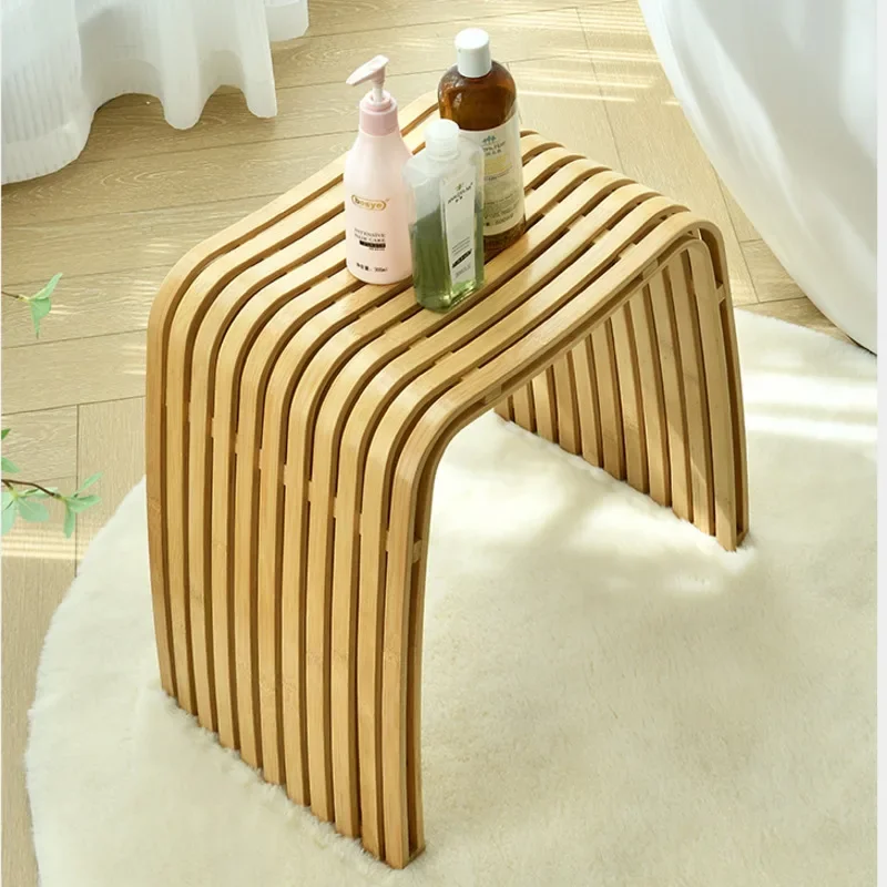 Современный бамбуковый табурет для ванной комнаты многофункциональный прихожая