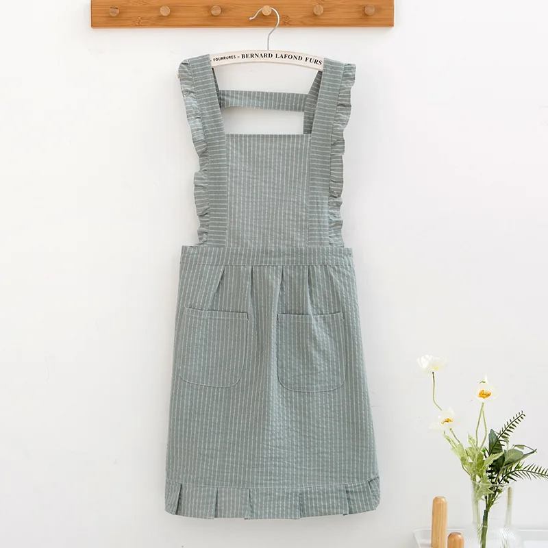 

Korean version sweet Princess apron female breathable thin cotton work waist stripe kitchen cooking antifouling summer