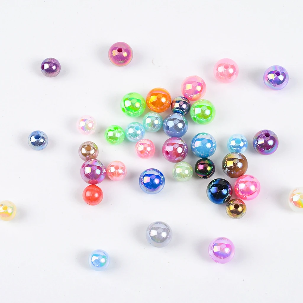 

50-100Pcs/Lot 8-10mm ABS Glitter Beads Round Loose Spacer Charms Beads For Jewelry Making DIY Bracelet Findings Accessories