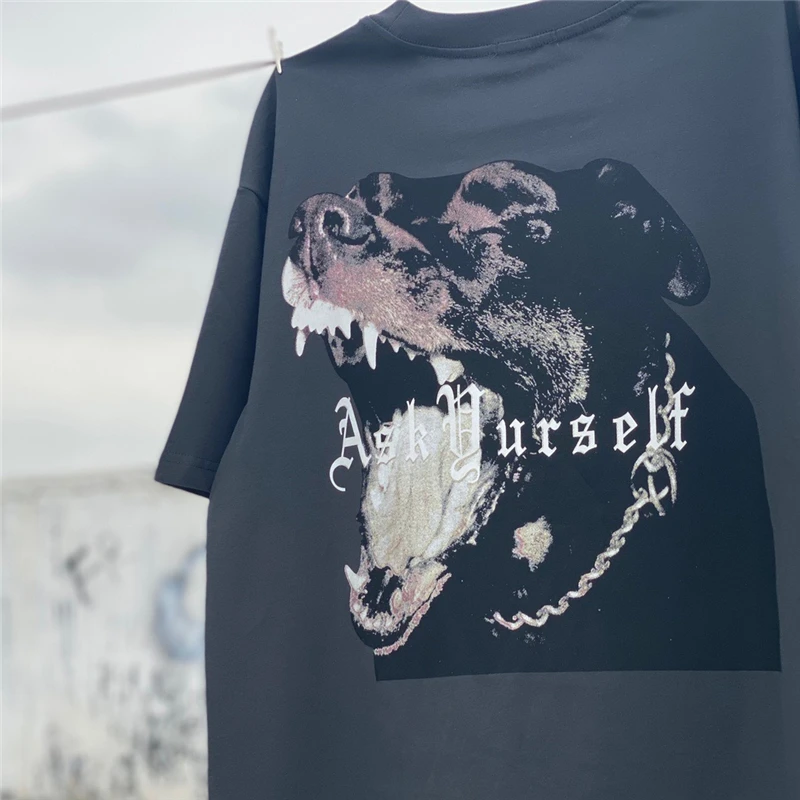 2022 ASKYURSELF Los Angeles T shirt Men Women 1:1 High Quality Dog Graphic Tee Vintage Wash Tops Short Sleeve |