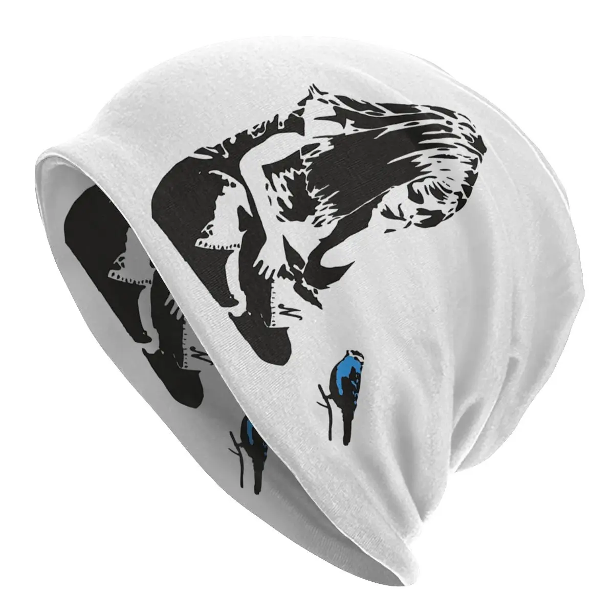 

Banksy Graffiti Girl With Blue Bird Men Women Beanies Outdoor Ski Cap Double Layer Fabric Bonnet Hat