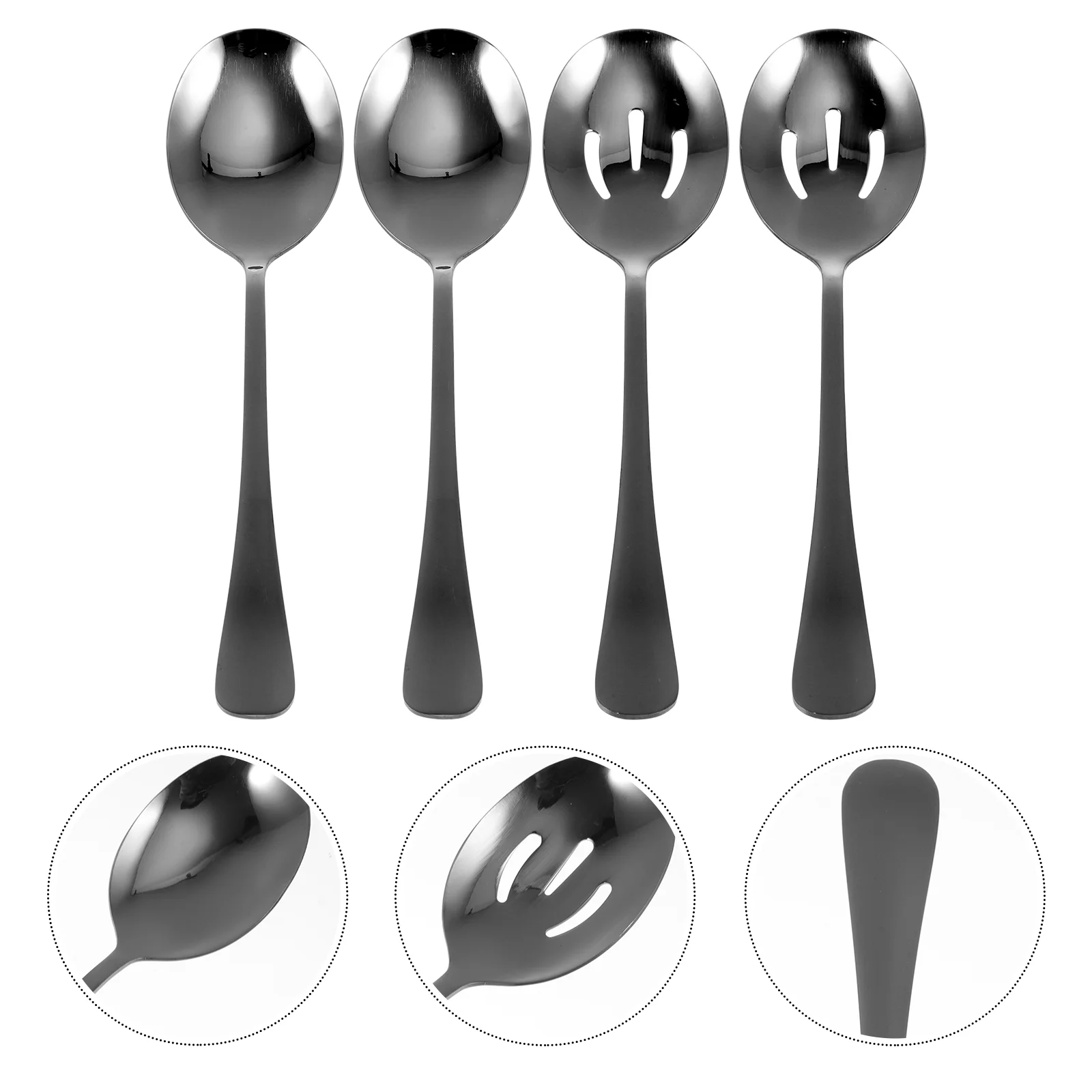 

4 Pcs Household Food Serving Spoons Colander Scoop Stainless Steel Tableware