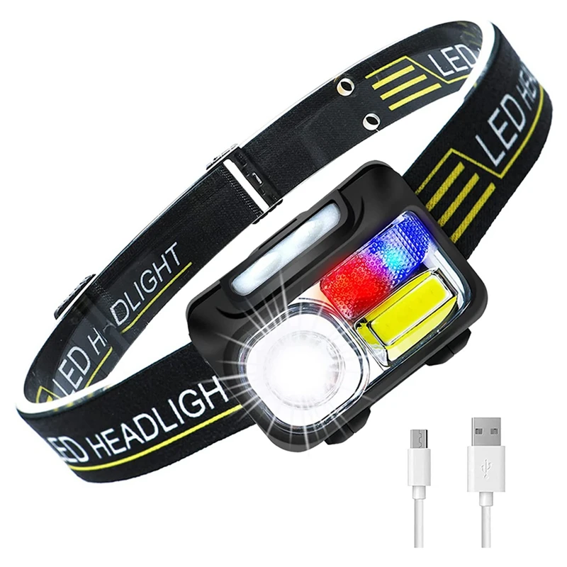 

Перезаряжаемый налобный фонарь светодиодный фонарики с датчиком движения, 5 режимов, Водонепроницаемые фары