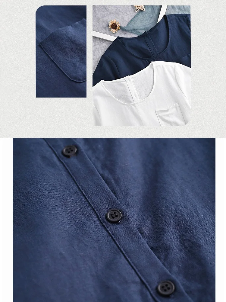 Хлопково-льняное платье Babydoll женское повседневное свободного кроя с коротким