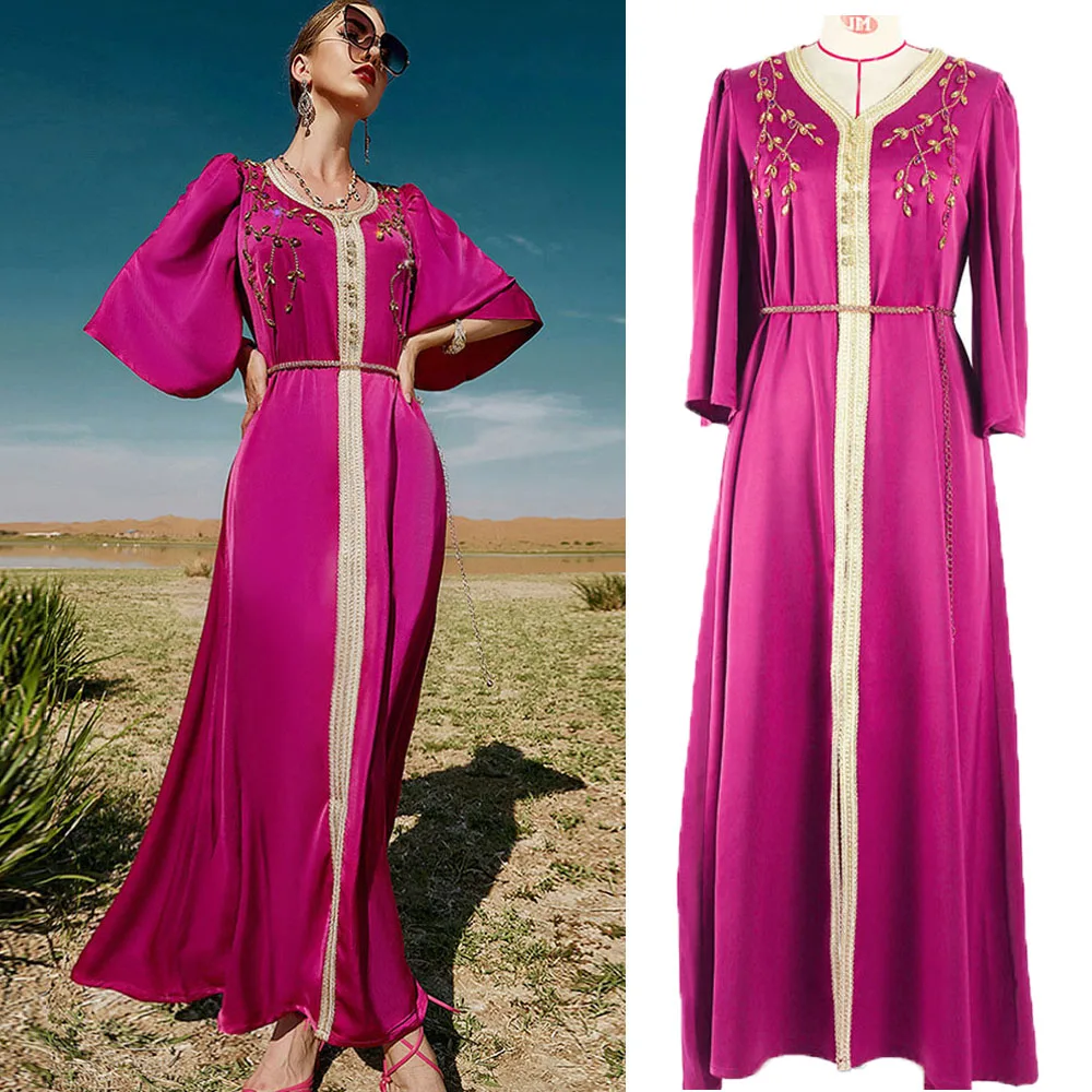 Марокканское мусульманское женское длинное платье, свадебное платье, кафтан, Арабская абайя, Исламская Джаба, Ближний Восток, Рамадан, модн...