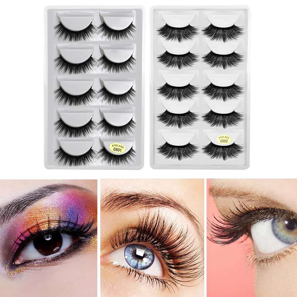 

5 Pairs Wispy Makeup Beauty Extension Tools 3D Mink False Eyelashes Natural Thick Lashes Extension Eye Makeup Tools