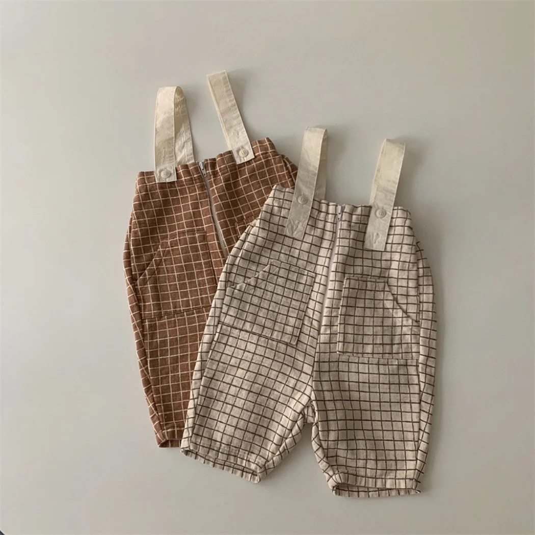 

Autumn Baby Girl Plaid Sleeveless Romper Kids Strap Jumpsuit Toddler Overalls for Toddler One Peice Outfits Infant Clothes