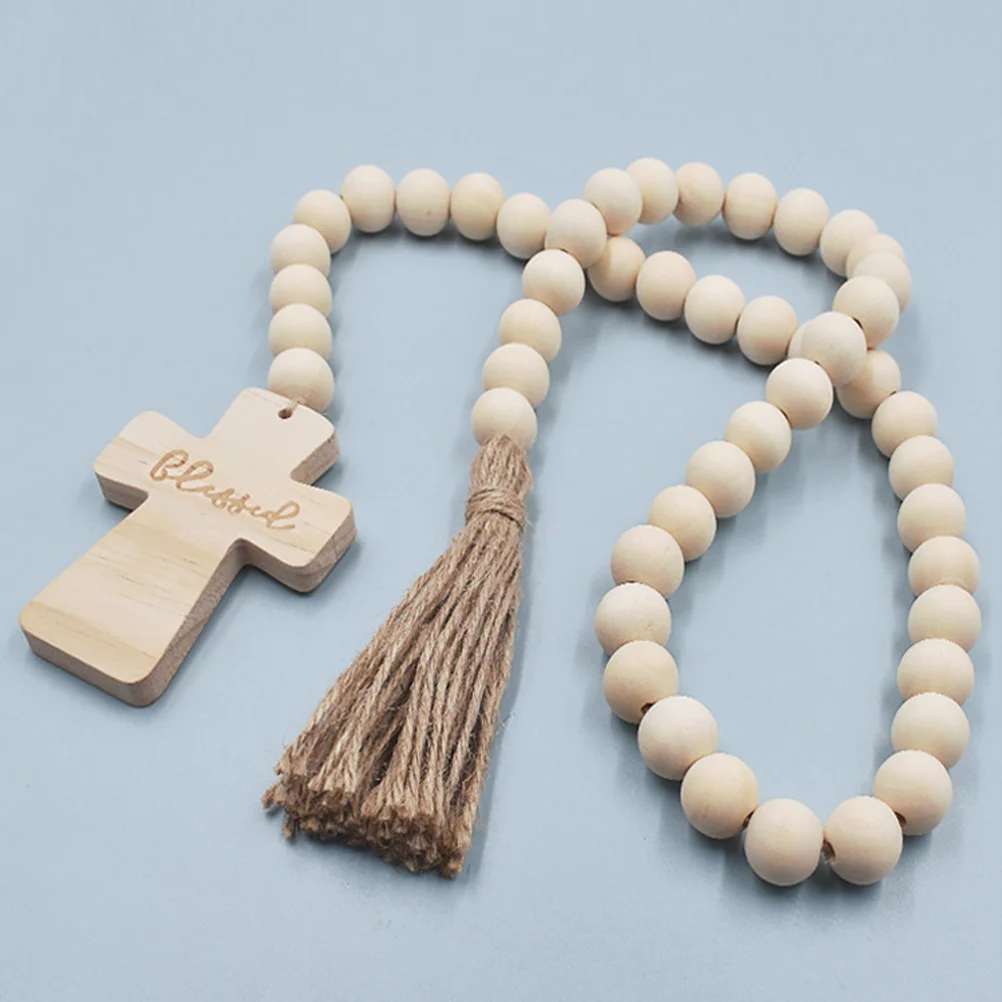 Цвет бревна крест подвесная веревка цветочная гирлянда деревянные бусины