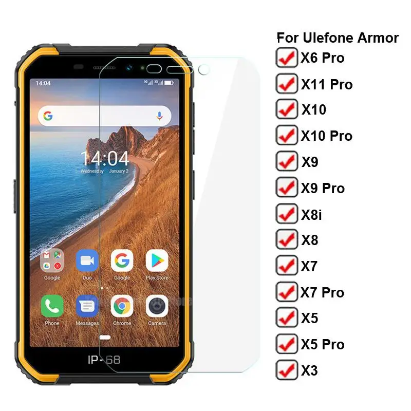 

2-1PC Protective Glass on Ulefone Armor X6 Pro Tempered Glass on Ulefone Armor X11 X10 X8i X9 X7 X5 Pro X3 Screen Protector Film