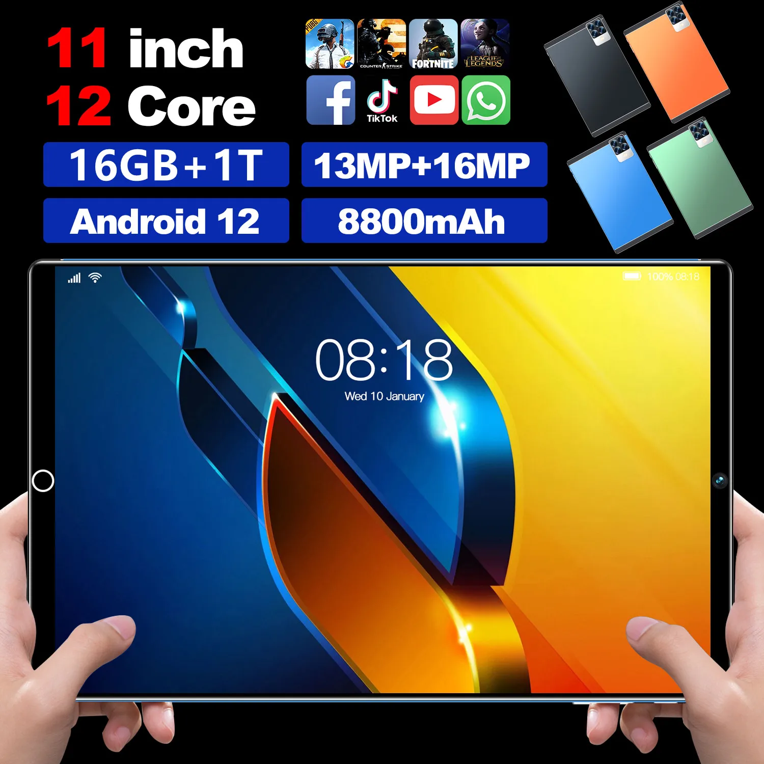 

Gobal Version Original Tablet Pc S29 11 Inch Android 12 16GB 1T Deca Core Google Play WPS 5G WIFI Bluetooth Hot Sales Laptop