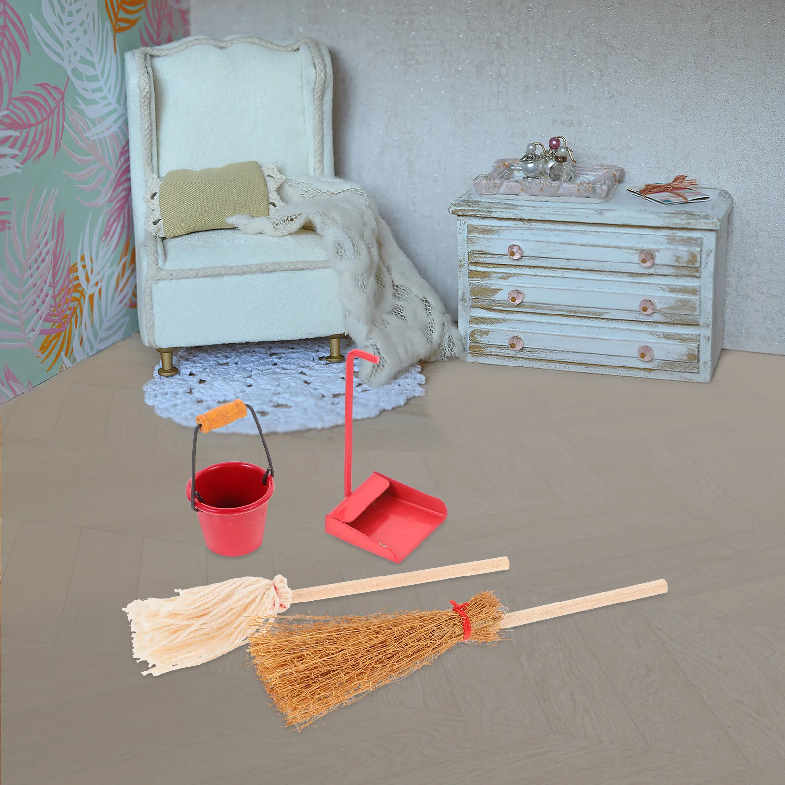 Аксессуары для чистки кукольного домика мини-швабра инструменты кукол украшения