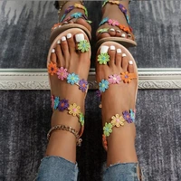 2022 summer women sandals sweet boho pearl decoration sandals leather flats plus size women beach sand holiday shoes zapatos