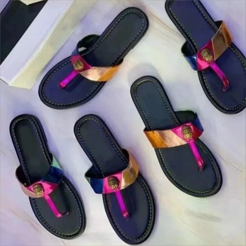 Hardware Diamond Buckle Flip-flops 2023 European and American Fashion Ladies Sandals Christmas Gifts Party