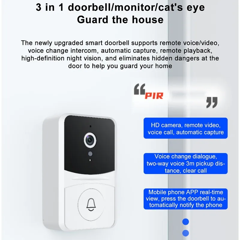 

Indoor Type-c Doorbell Wifi Visual Intercom Wireless Tuya Intelligent Doorbell Smart Home High-definition Night Vision