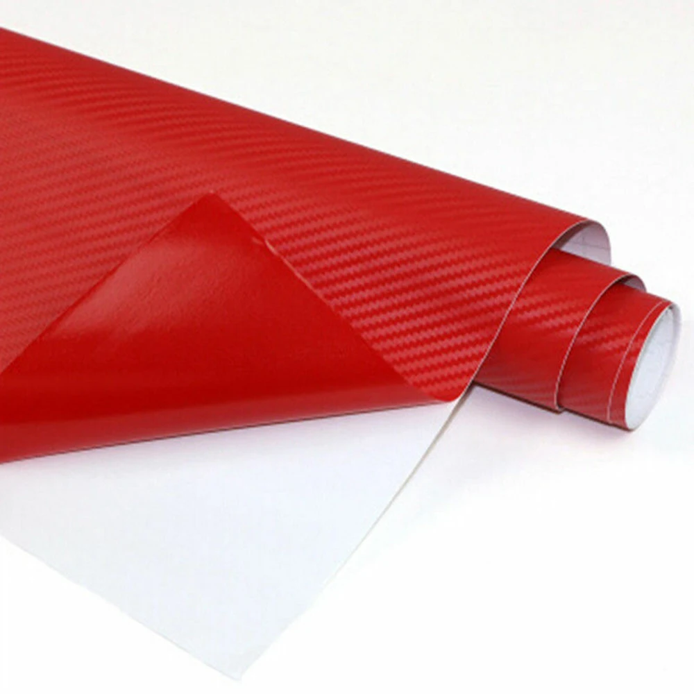 

Vinyl Car sticker Wrap 1 pcs 3D Carbon Fiber Exterior Mouldings Panel Red