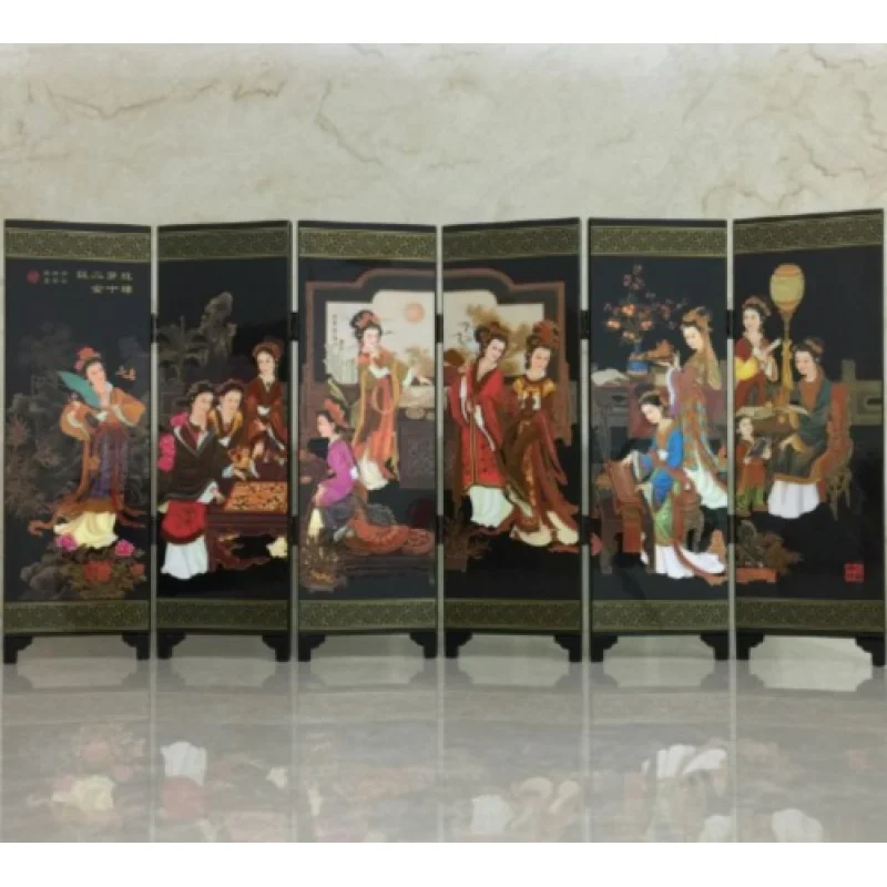 

Chinese Lacquer Ware Painting Ancient Beauty Lady Screen Folding Screen