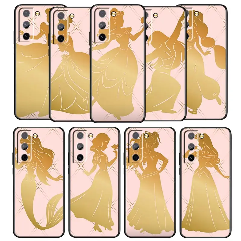 Princess Phone Case For Samsung Galaxy S22 S21 S20 S10 S10e S9 S8 S7 PRO Ultra Plus FE Lite Black luxury Silicone Cover Funda
