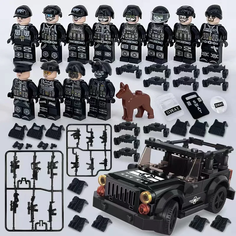 

Military Special Forces Modern Soldier City Police MOC SWAT Weapons Figures Rifle Building Block Boy Toys Birthday Gift PUBG