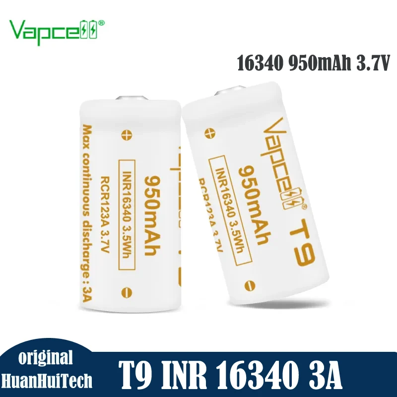 1-20 шт. оригинальный vapcell 16340 T9 950 мАч 3A аккумулятор INR16340 3 7 В литиевая кнопка