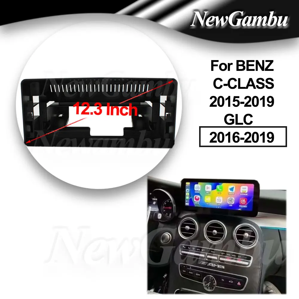Фото 12,3-дюймовый экран для BENZ C-CLASS 2015-2019, GLC 2016-2019, без кабельного адаптера, комплект для установки в приборную панель, панель для радиоприемника, экран 2 Din. №1