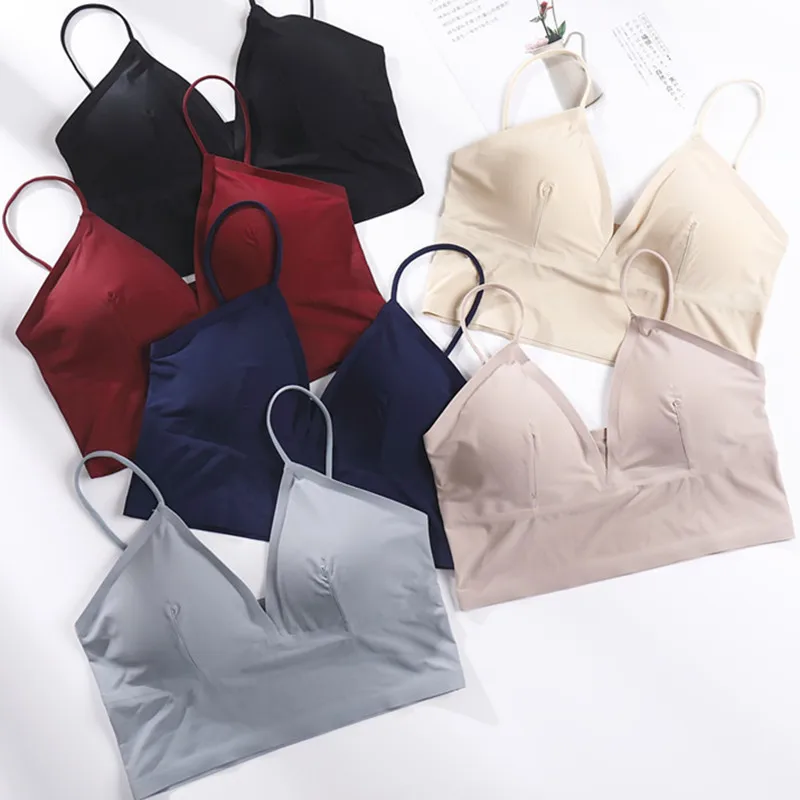 

Seamless Bra For Women Sexy Deep V Plunge Bralette Underwear Tops Backless Brassiere Female Sexy Lingerie Removable Pads